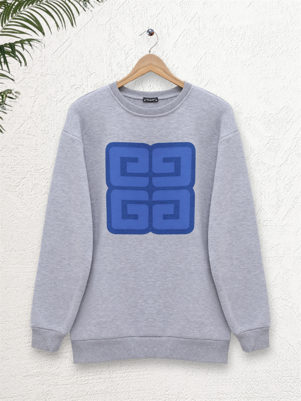 Harf Baskılı Bisiklet Yaka Şardonlu Sweat -Gri-357-3052-R11