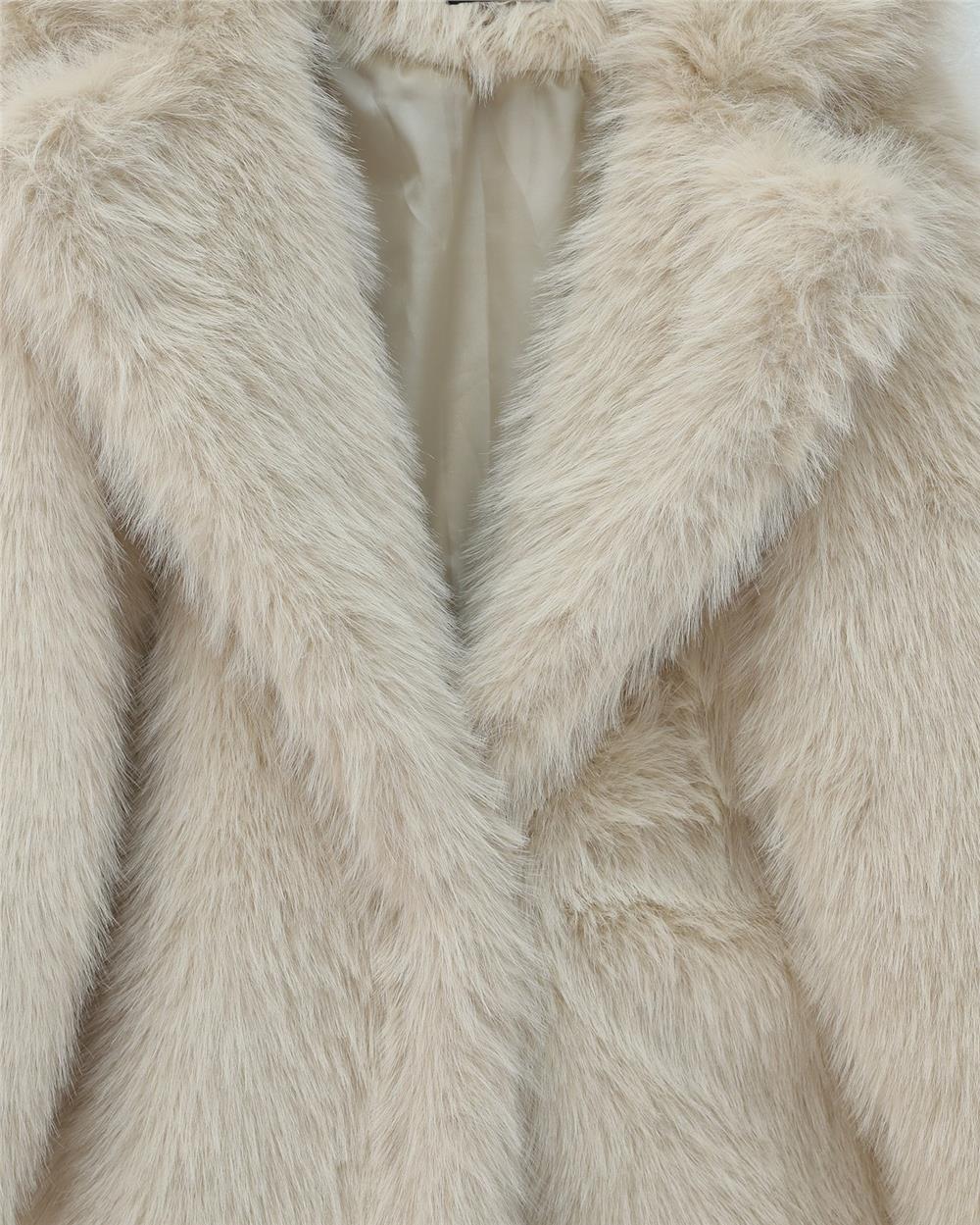 İçi Astarlı Tek Düğmeli Kürklü Ceket  -Taş-348-2461-R43