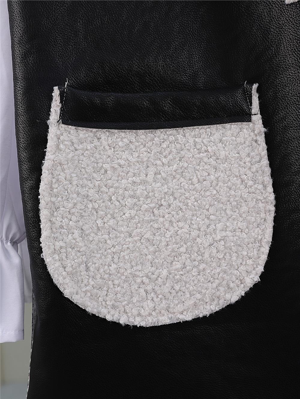 İçi Kuzu Peluş Çift Cepli Yelek -Beyaz-398-9023-R02