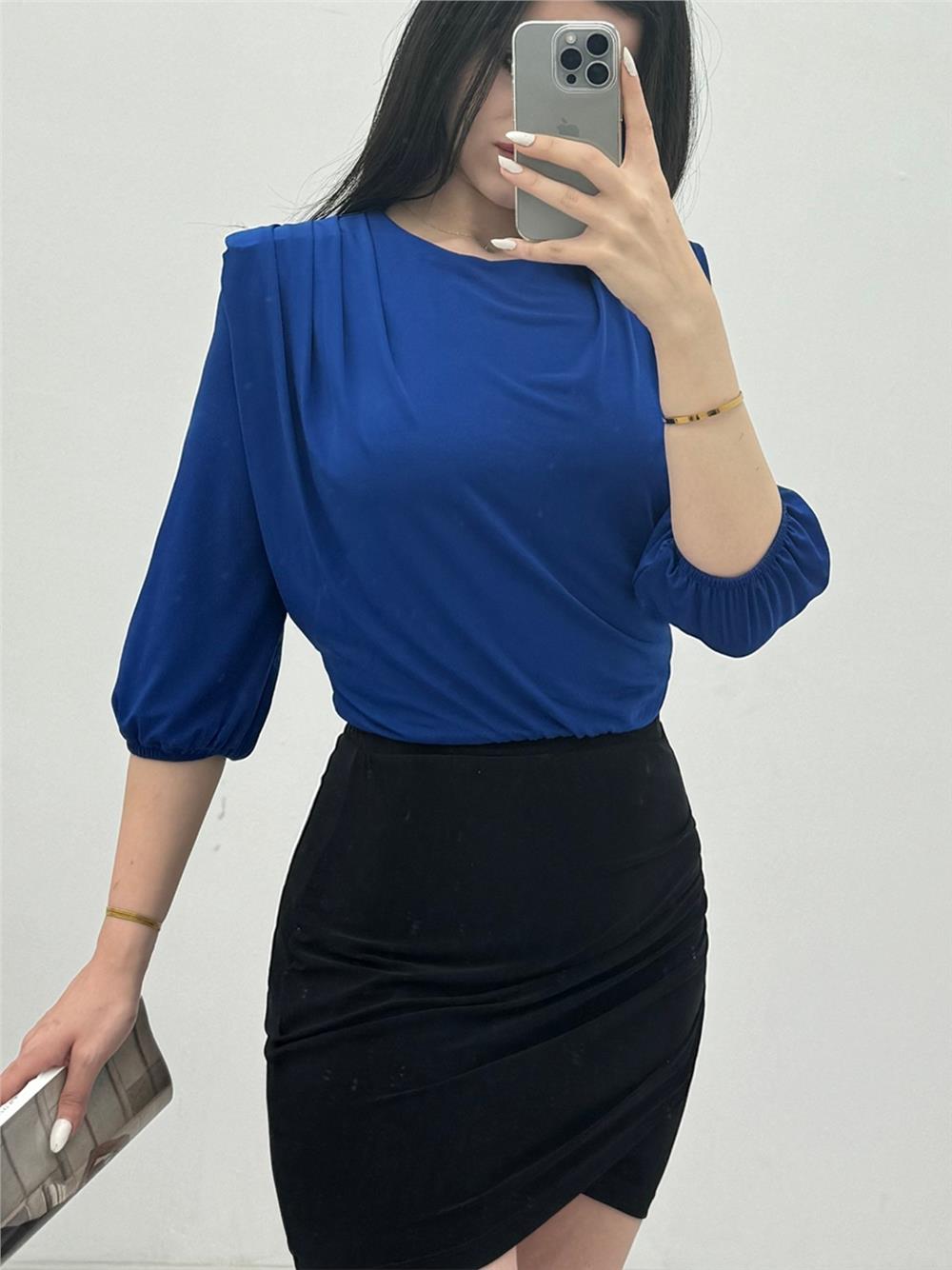 Sendy Blouse with Overalls Inside, Gathered Shoulder and Padded -Saks-246-2545A-R10
