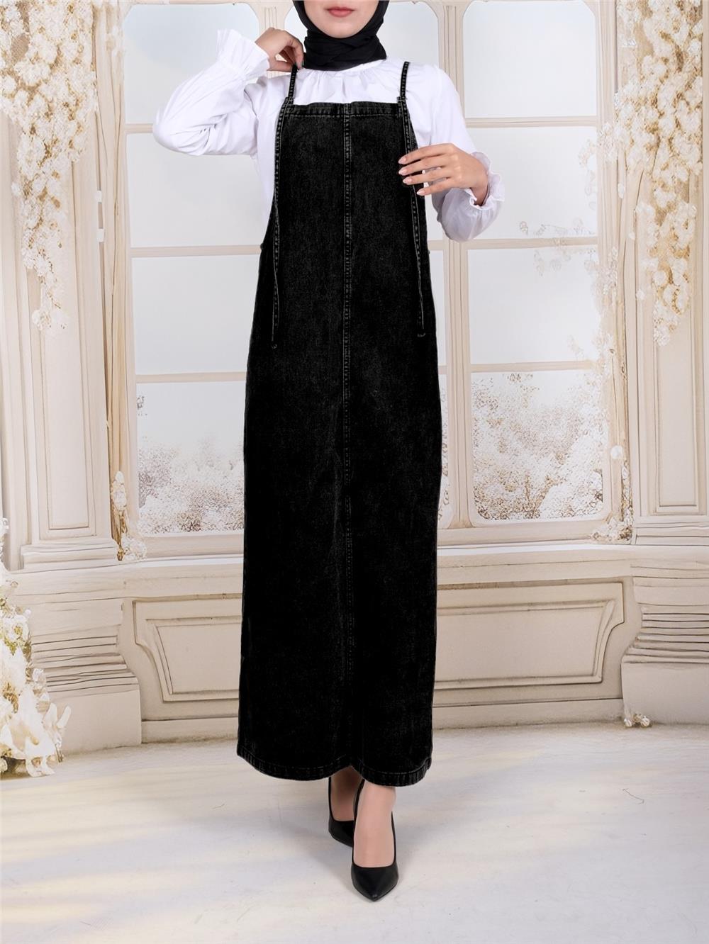 Thin Strap Denim Gilet -Black-111-61439-R01