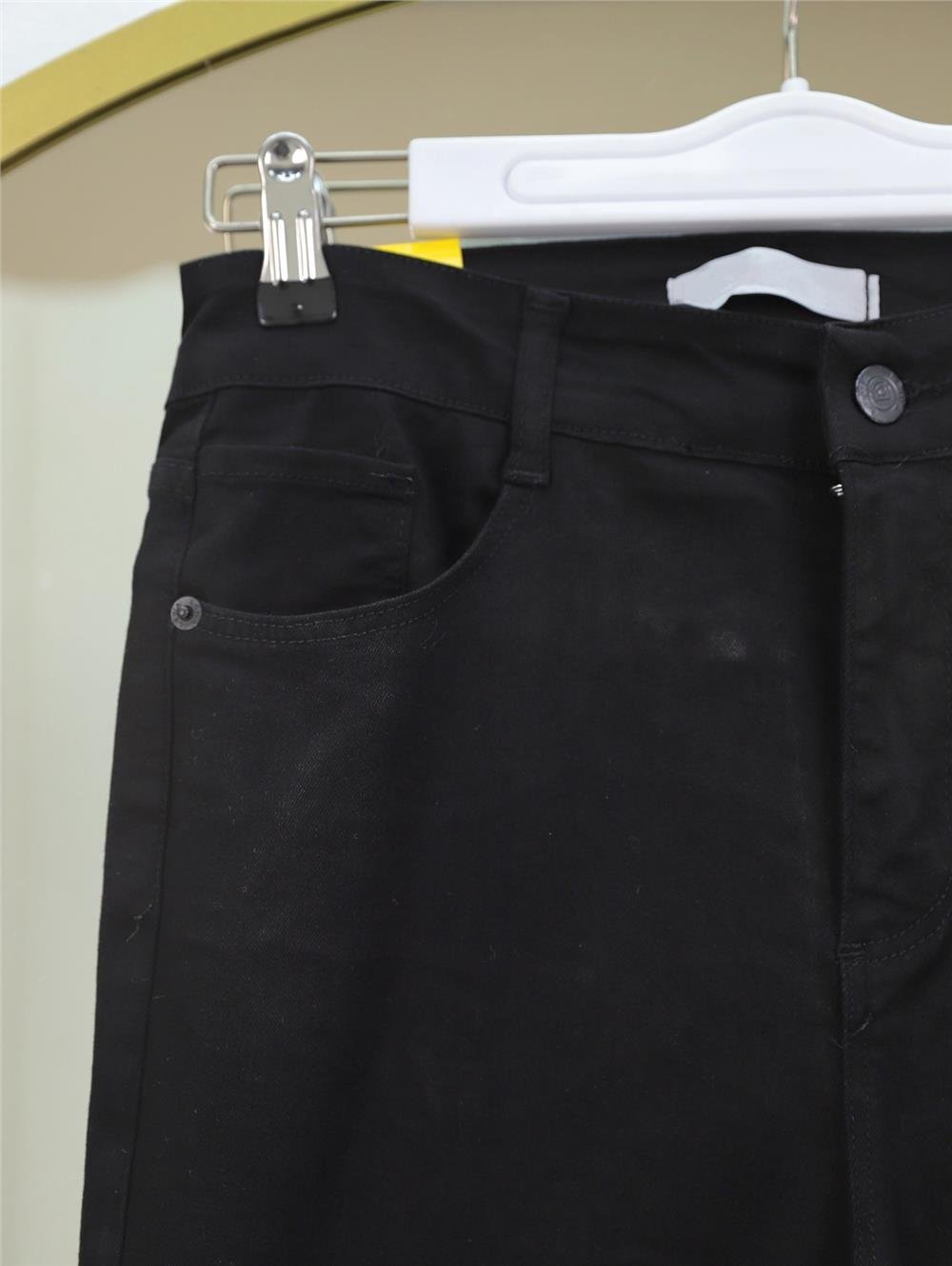 İspanyol Paça Yüksek Bel Kot Pantolon   -Siyah-136-2307-R01