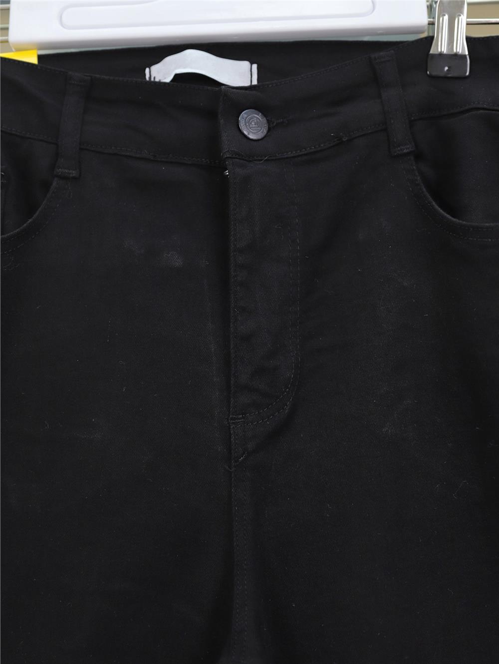 İspanyol Paça Yüksek Bel Kot Pantolon   -Siyah-136-2307-R01