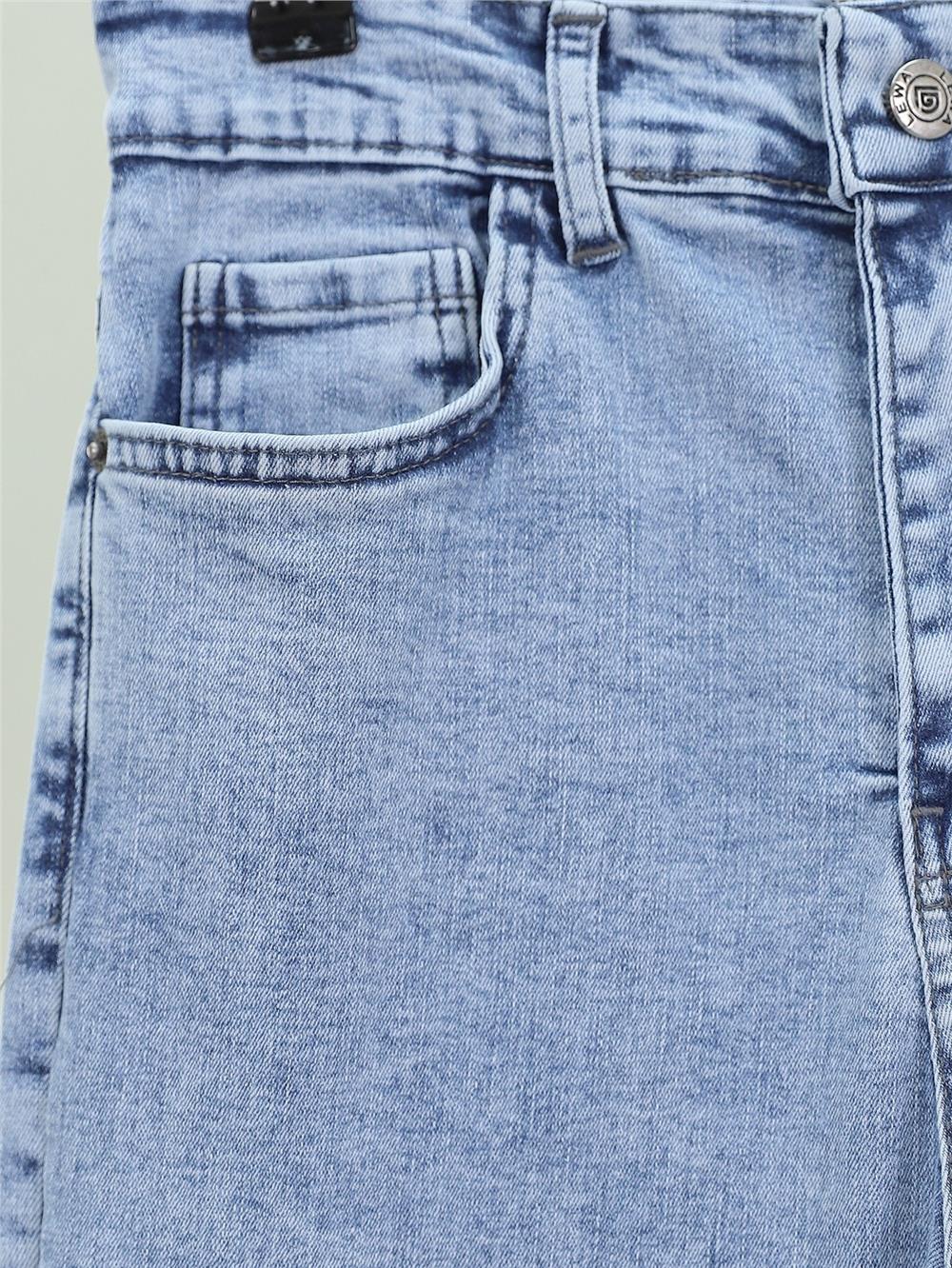 İspanyol Paça Yüksek Bel Kot Pantolon   -Buz Mavi-136-2307-R37