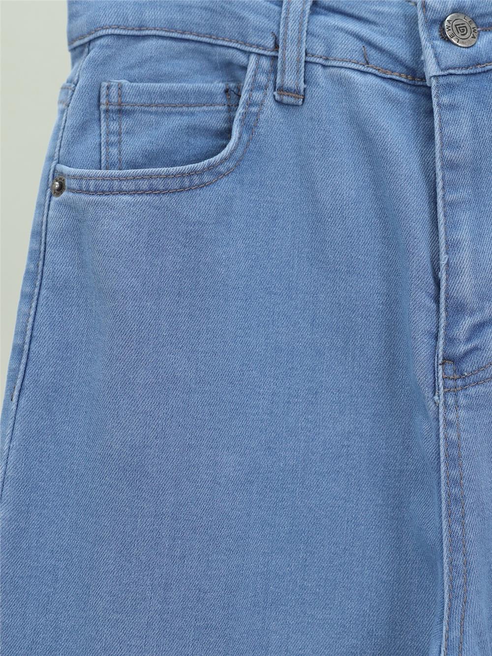 İspanyol Paça Yüksek Bel Kot Pantolon   -Açık Mavi-136-2307-R25