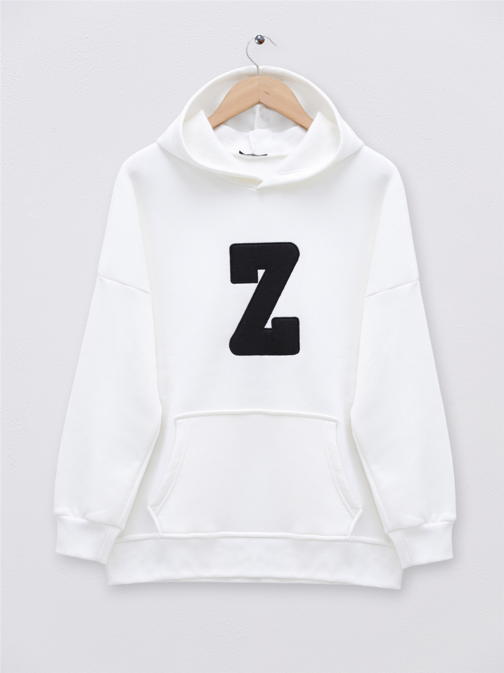 Kanguru Cepli Armalı Kapşonlu Polar Sweat -Beyaz-357-3056-R02