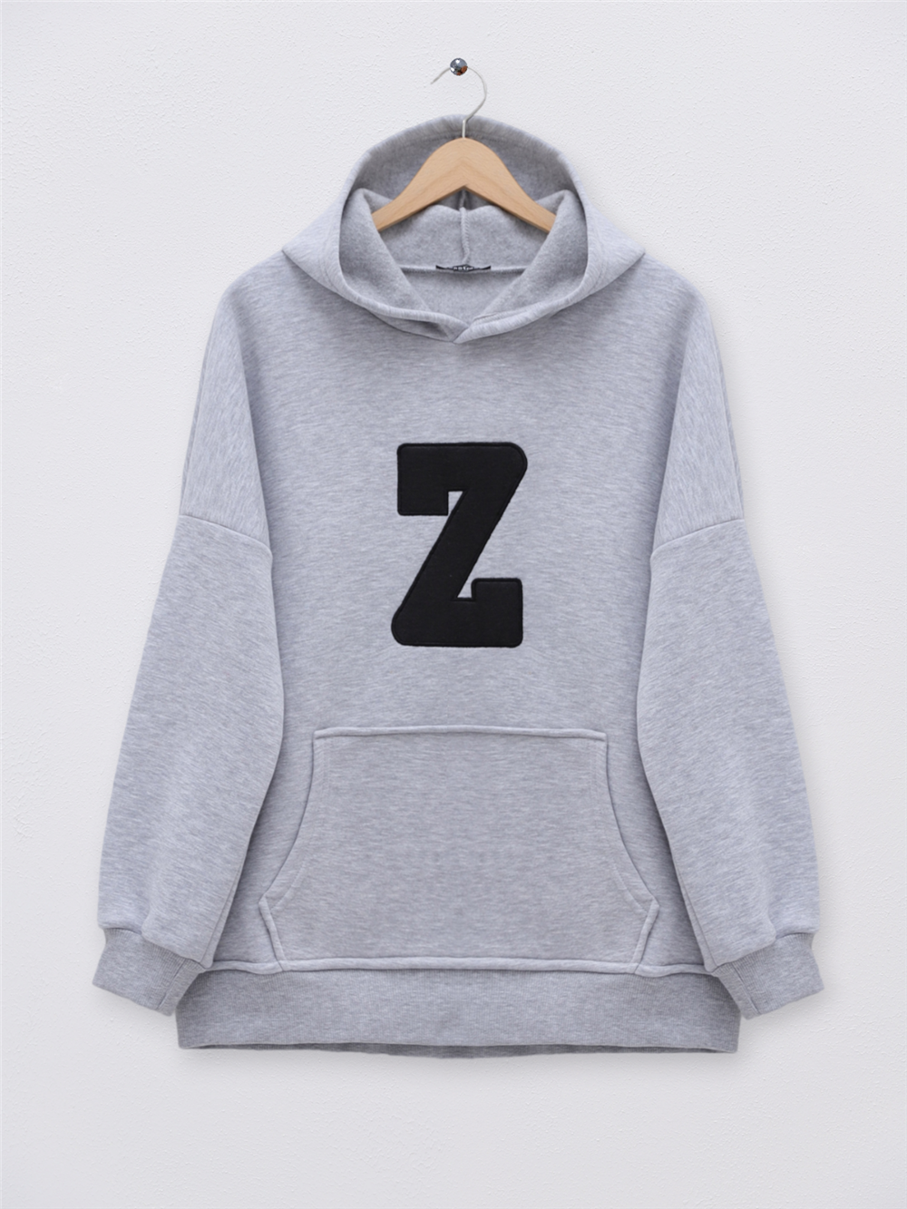Kanguru Cepli Armalı Kapşonlu Polar Sweat -Gri-357-3056-R11