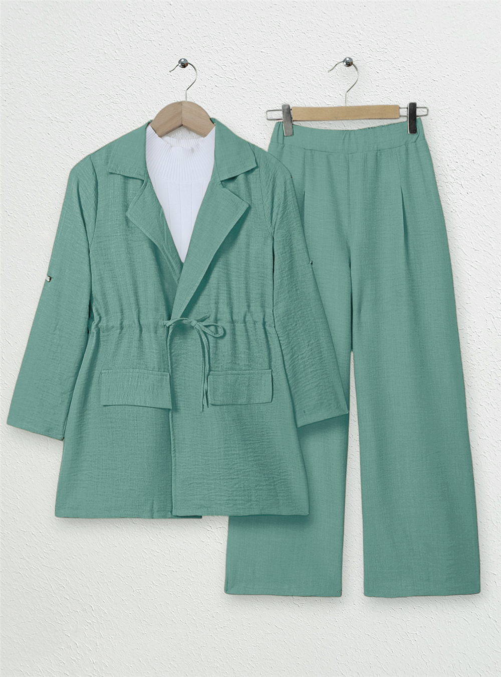 Covered Tunnel Bridge Jacket Linen Set -Mint-349-4063-R24