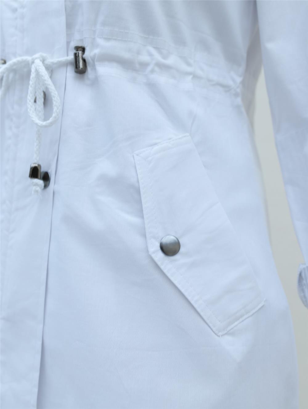 Araboy Trench Coat with Folded Sleeves and Tunnel Lace - White-148-2458-R02