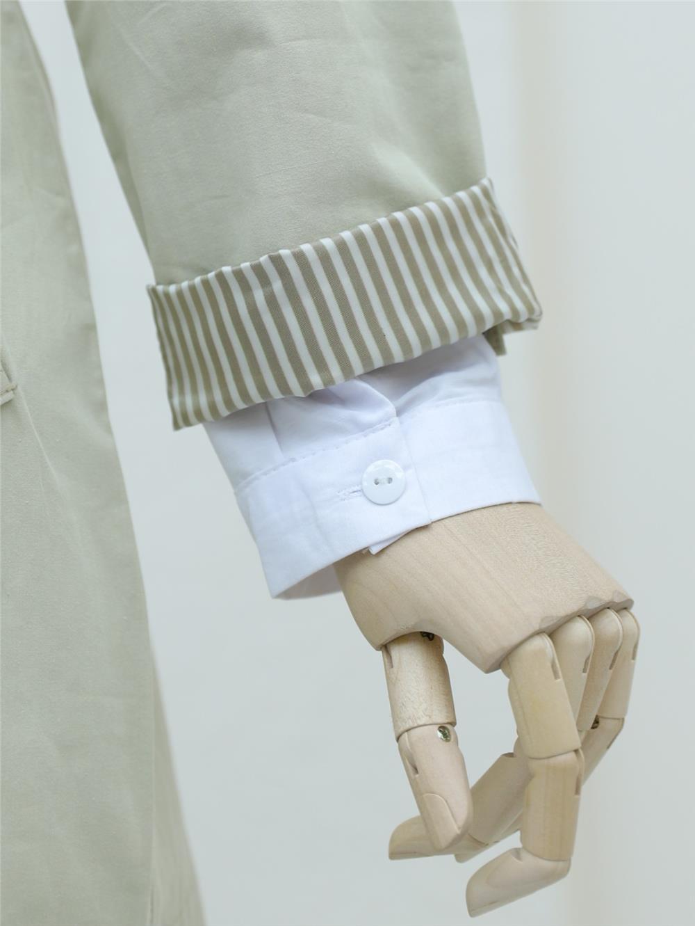 Araboy Trench Coat with Folded Sleeves and Tunnel Lace -Stone-148-2458-R43