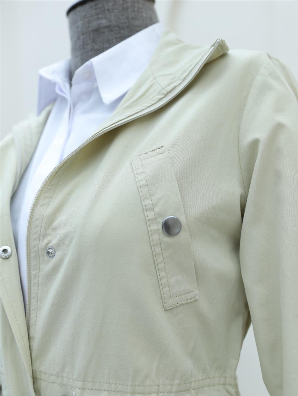 Araboy Trench Coat with Folded Sleeves and Tunnel Lace -Stone-148-2458-R43