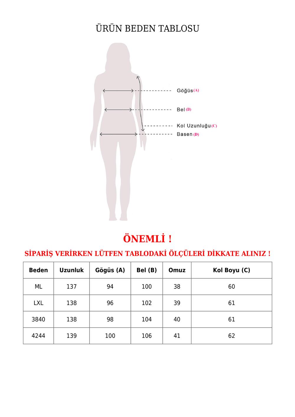 Kolu Lastikli Pliseli Desenli Şifon Elbise -Krem-118-2040-R28