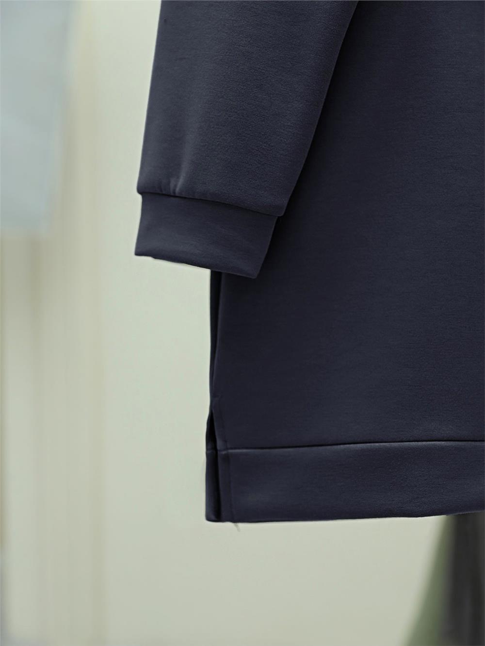 Kuş Desenli Taşlı Osyho Tunik  -Füme-104-1420-R18