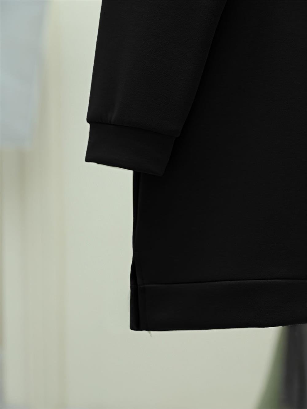 Kuş Desenli Taşlı Osyho Tunik  -Siyah-104-1420-R01