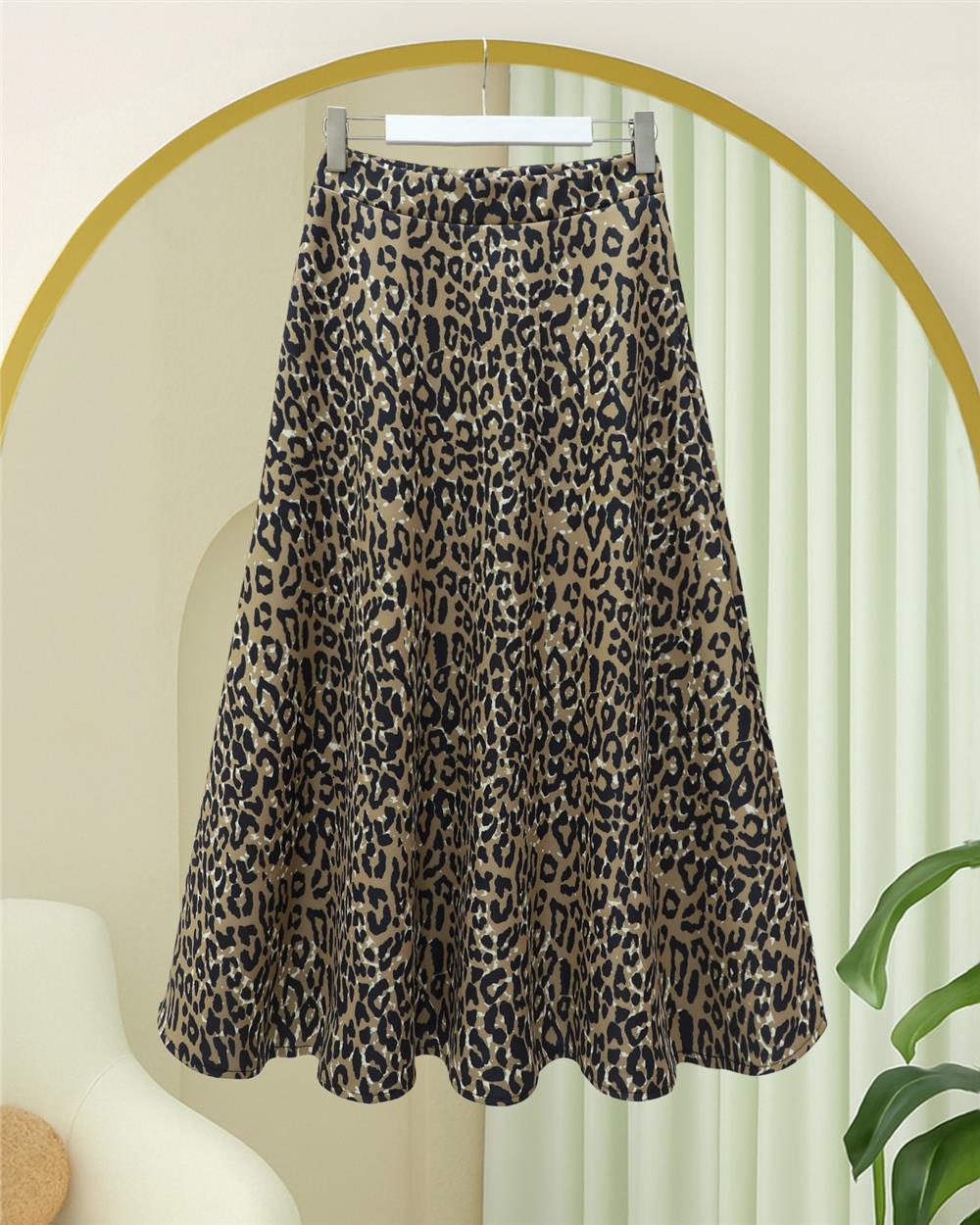 Leopar Desenli Scuba Etek -Vizon-349-7098-R23