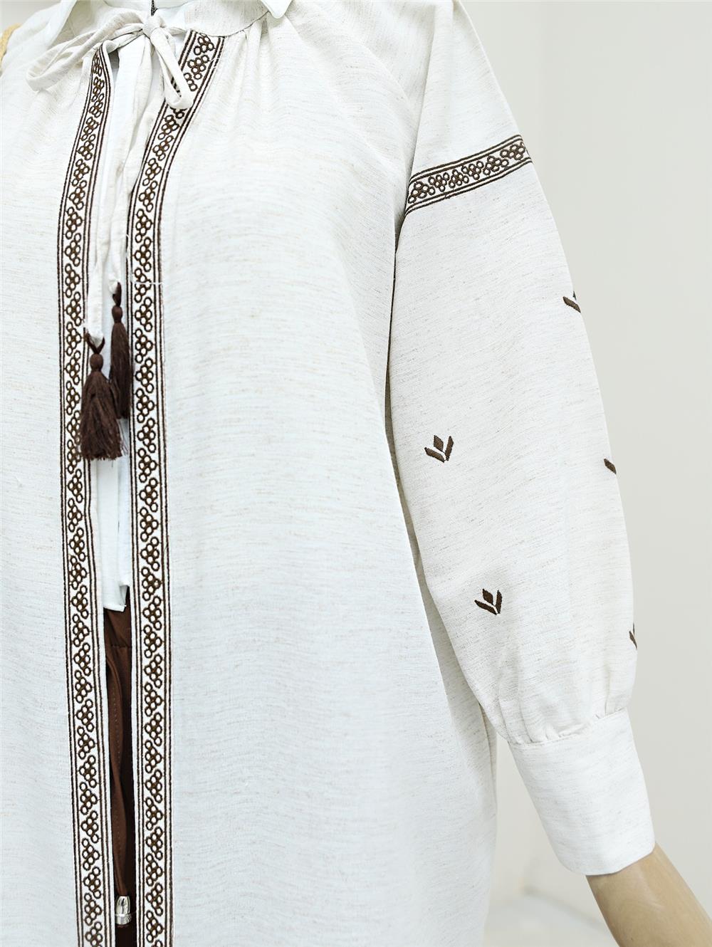 Embroidery Detailed Kimono -Stone-238-2521-R43
