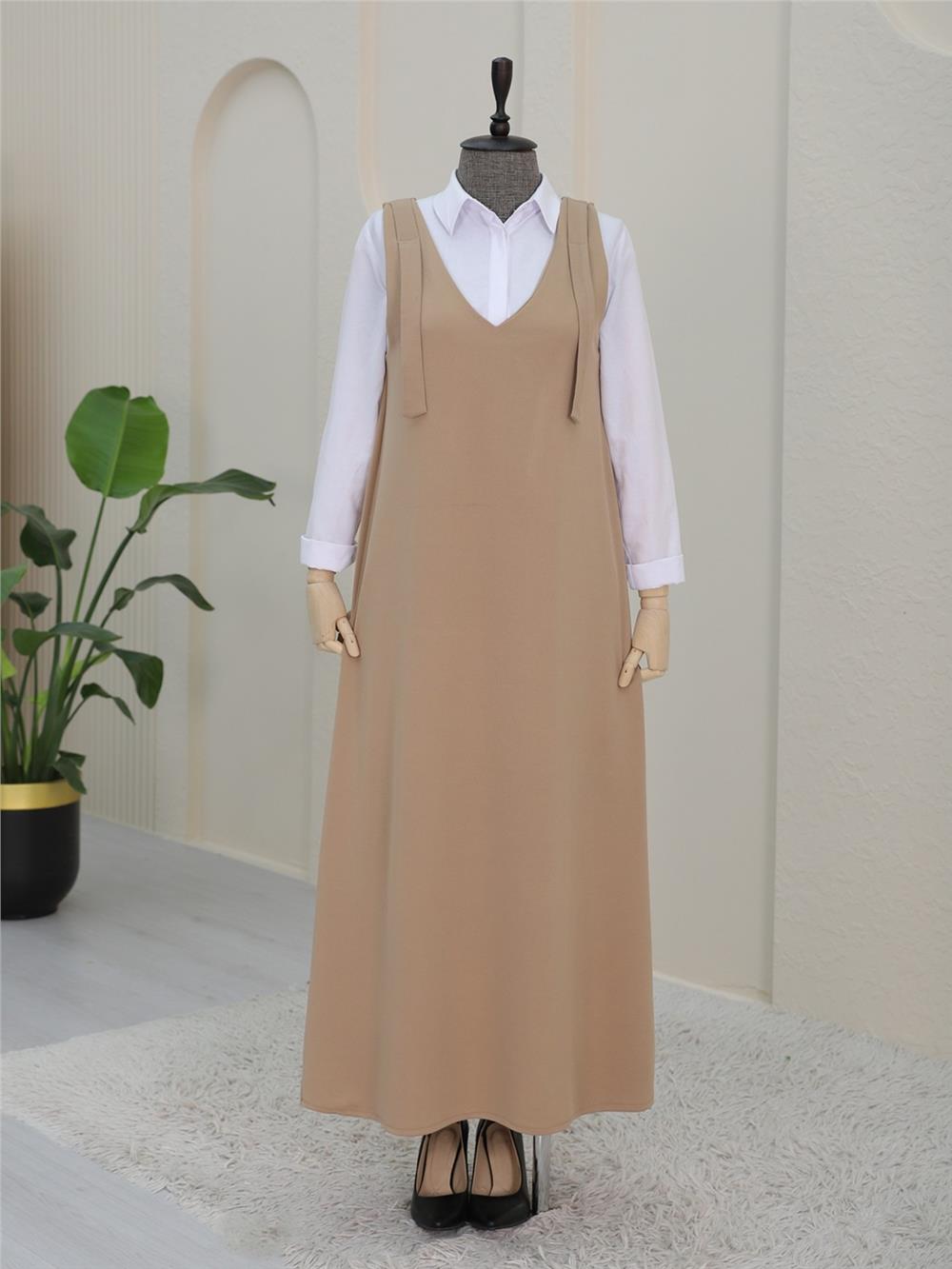 جيليه بياقة V وأكتاف مربوطة - مينك-349-5054-R23