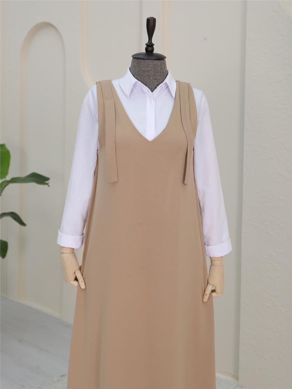 جيليه بياقة V وأكتاف مربوطة - مينك-349-5054-R23