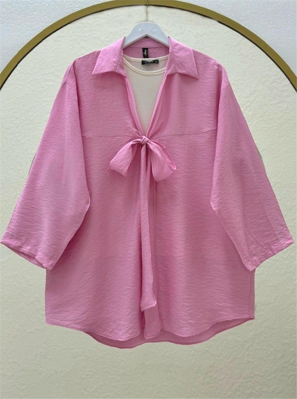Front Tied Summer Kimono -Pink-120-0062-R20