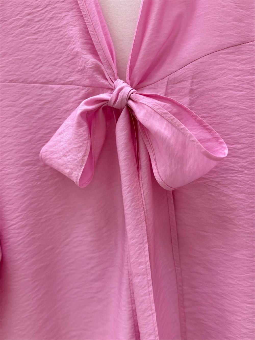 Front Tied Summer Kimono -Pink-120-0062-R20