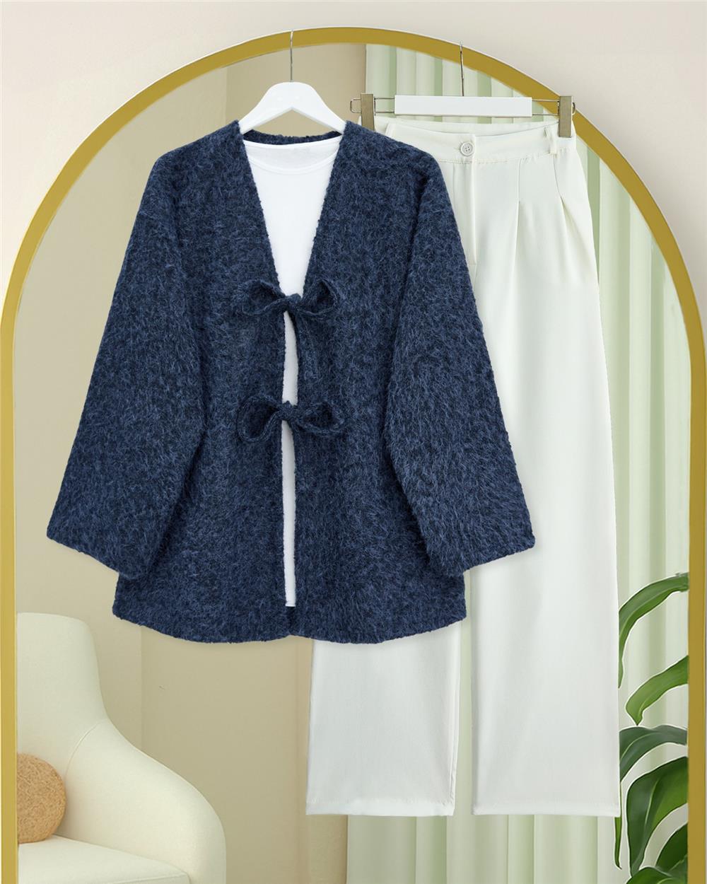 Önü Bağlamalı Sakallı Kimono -Laci-398-55003-R03