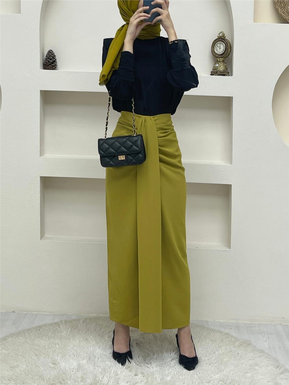 تنورة بطيات أمامية -F.Green-382-7021-R67