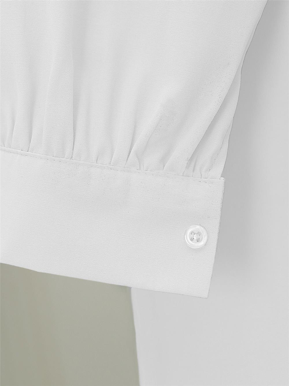 Önü Fiyonk Detaylı Bebe Yaka Poplin Gömlek  -Beyaz-120-1596-R02