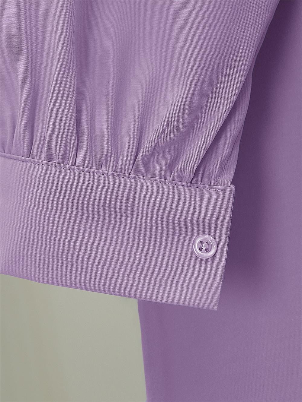 Önü Fiyonk Detaylı Bebe Yaka Poplin Gömlek -Lila-120-1596-R42