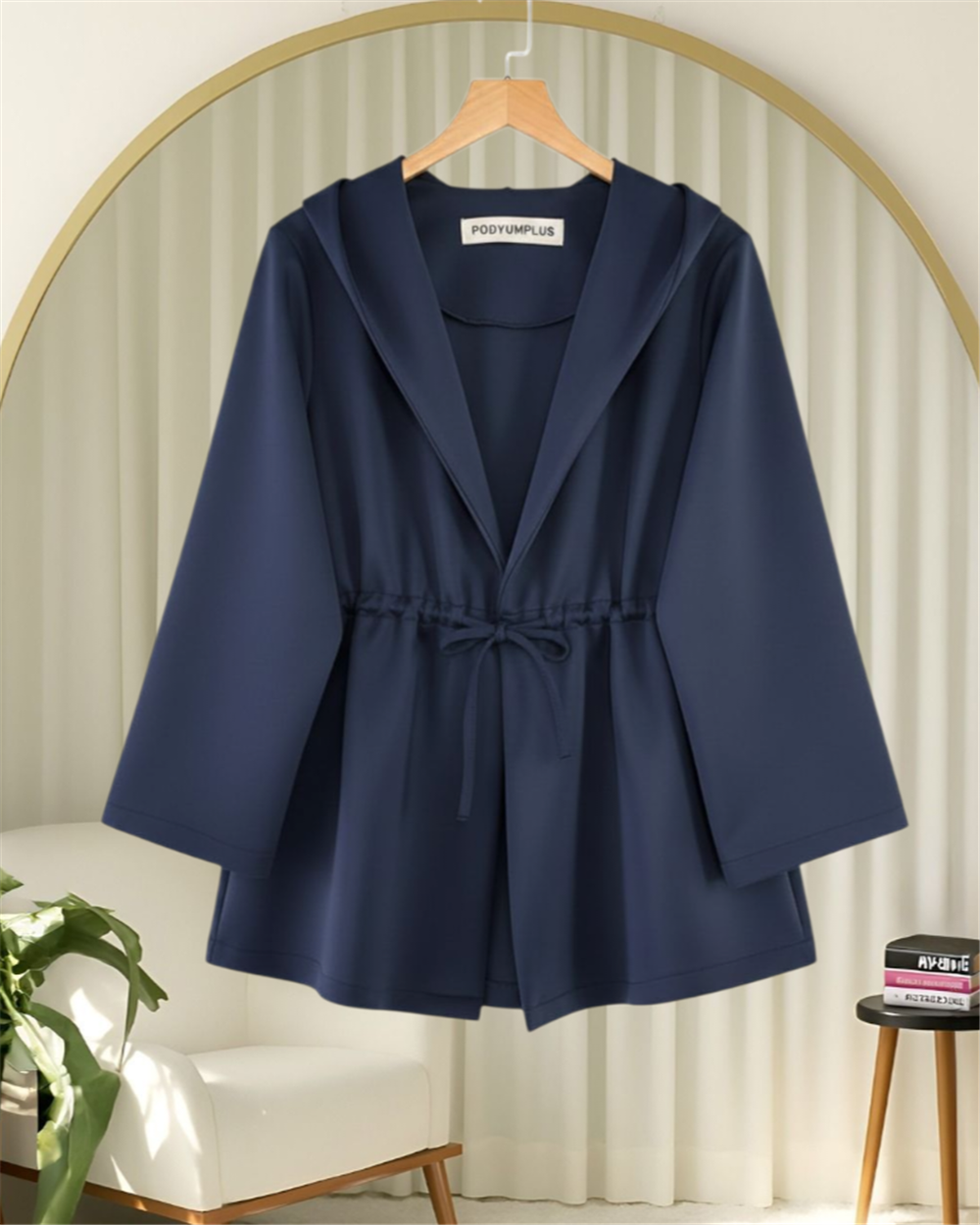 Önü Tünel Bağcıklı Scuba Kimono -Laci-223-3066-R03
