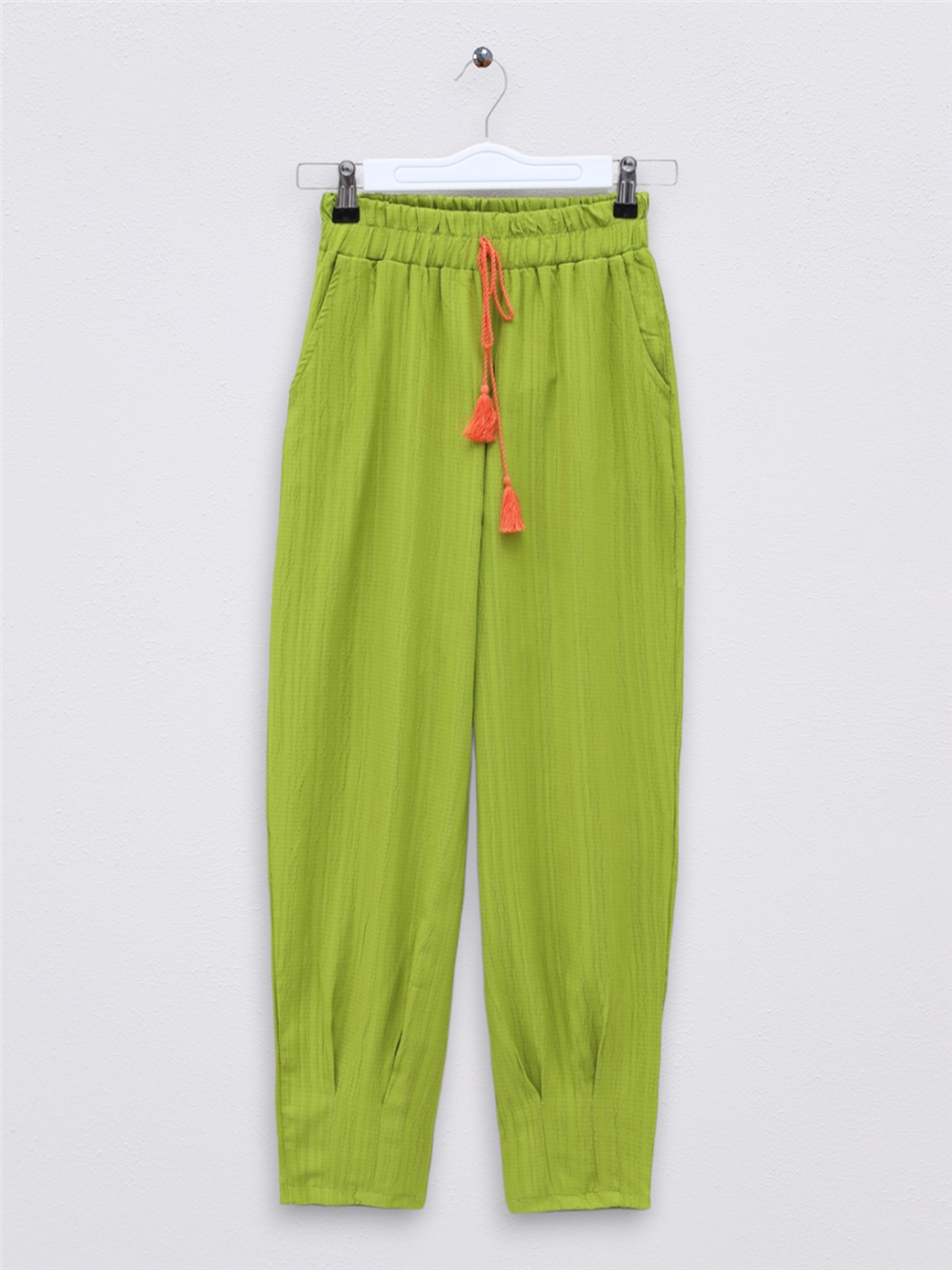 Paçası Pens Dikişli Bağcık Detaylı Pantolon -F.Yeşili-246-5272-R67