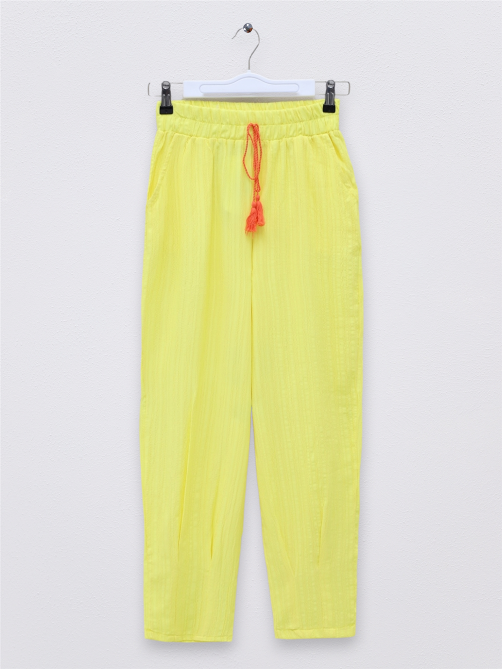 Paçası Pens Dikişli Bağcık Detaylı Pantolon -Sarı-246-5272-R22