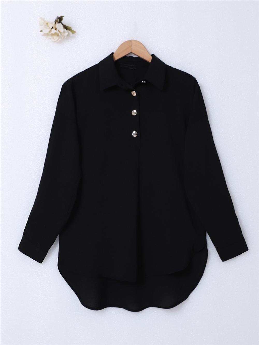 Polo Collar Ayrobin Suit with Snap Buttons - Black-138-6631-R01