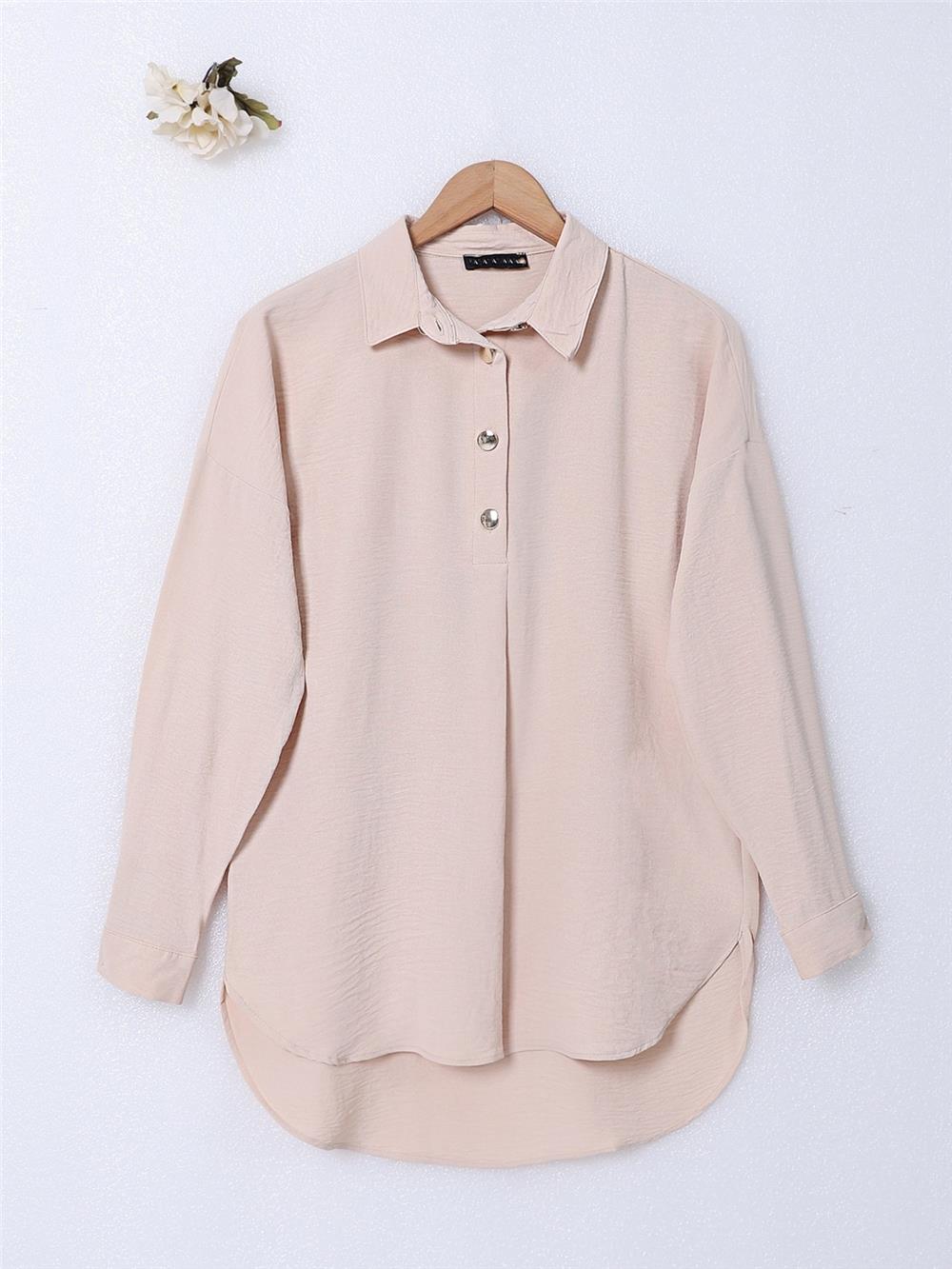Polo Collar Ayrobin Suit with Snap Buttons - Beige-138-6631-R56