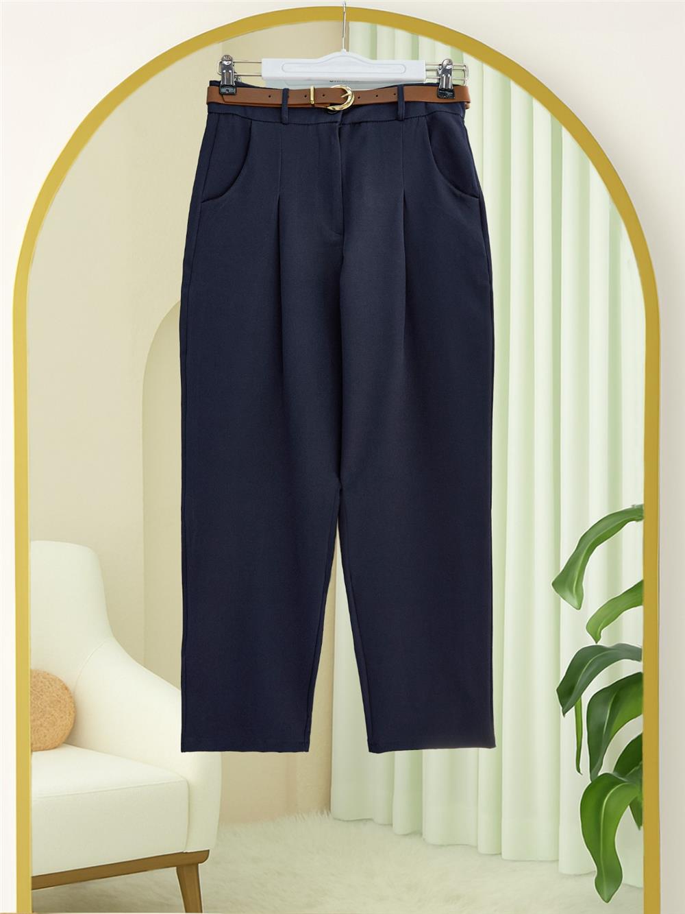 Pileli Cepli Kemerli Bilek Pantolon -Laci-400-3043-R03