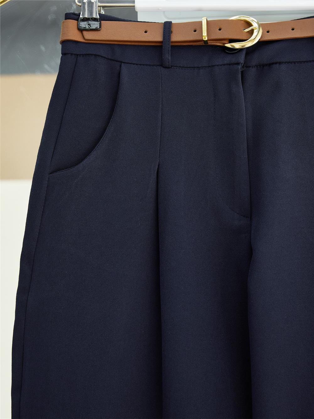 Pileli Cepli Kemerli Bilek Pantolon -Laci-400-3043-R03