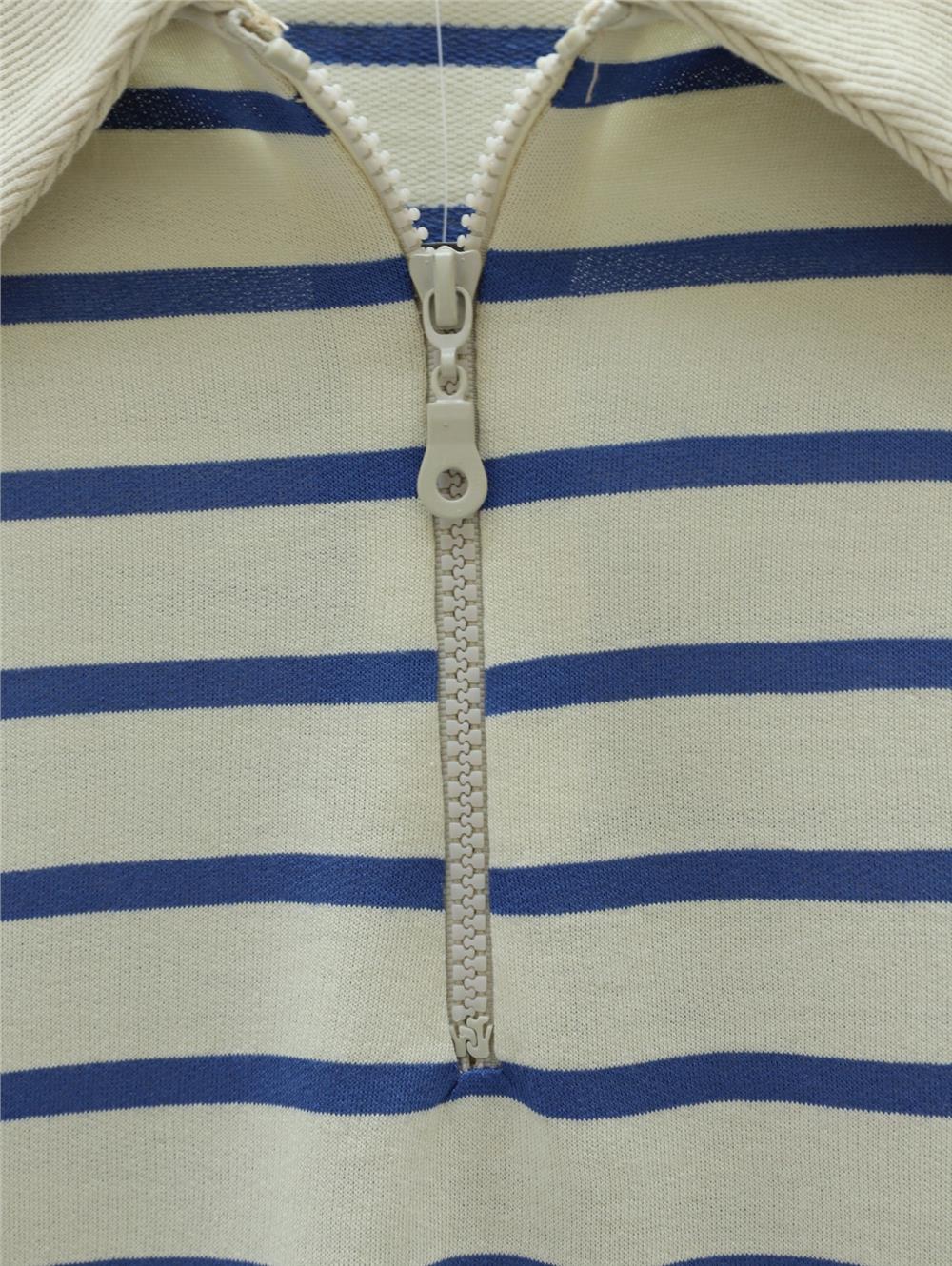 Polo Yaka Çizgili Yırtmaçlı Tunik -İndigo-349-6023-R21