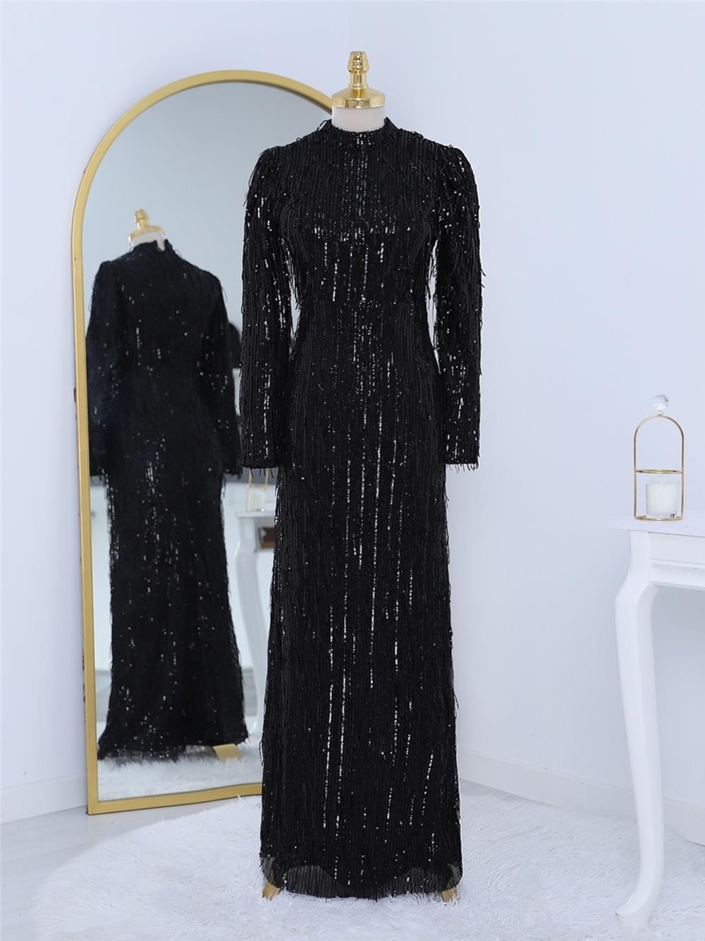 Pul Payet İşlemeli Abiye -Siyah-314-2314-R01