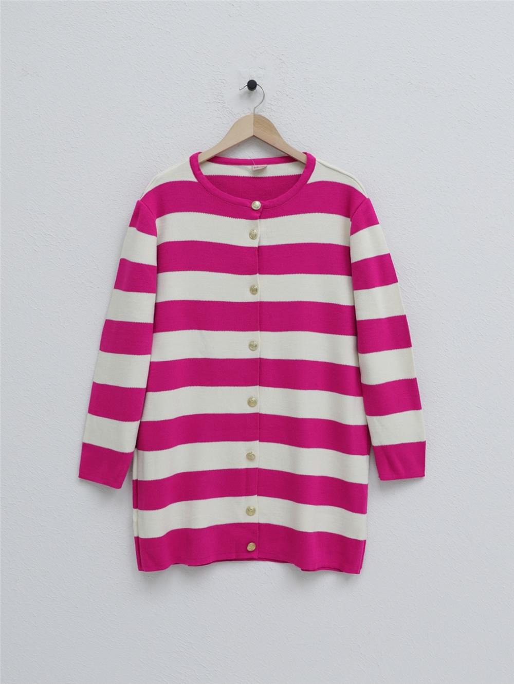 Ringelli Metal Button Steel Knit Loose Cardigan -Fuchsia-295-5433-R14