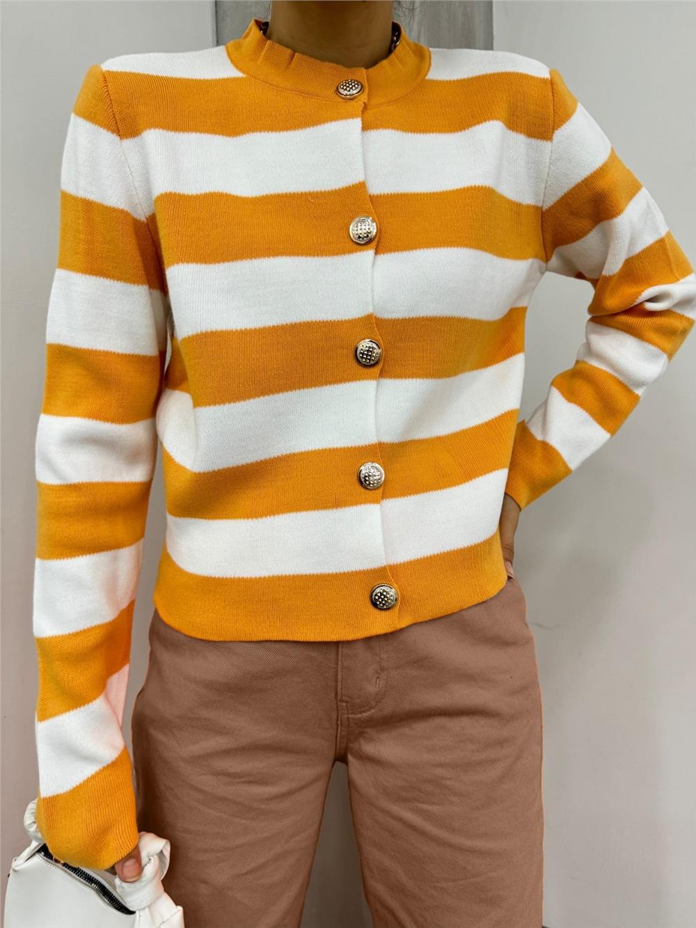 Ringelli Metal Buttoned Short Cardigan - Mustard-109-1032-R08