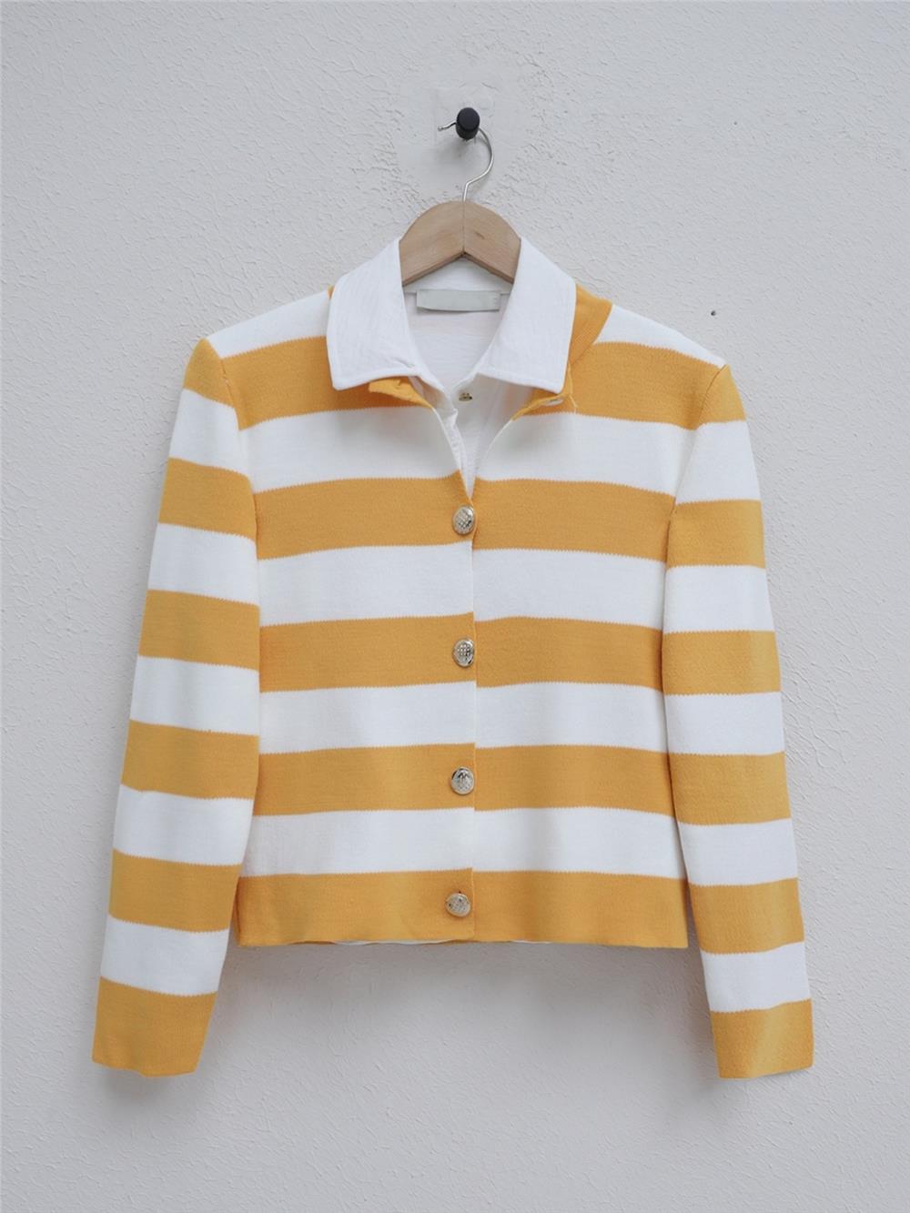 Ringelli Metal Buttoned Short Cardigan - Mustard-109-1032-R08