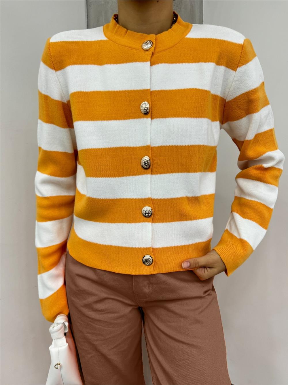 Ringelli Metal Buttoned Short Cardigan - Mustard-109-1032-R08