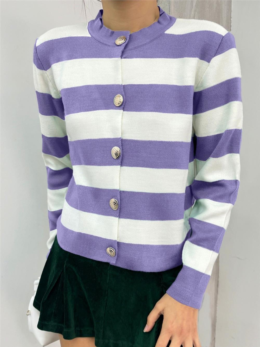 Ringelli Metal Buttoned Short Cardigan -Lilac-109-1032-R42