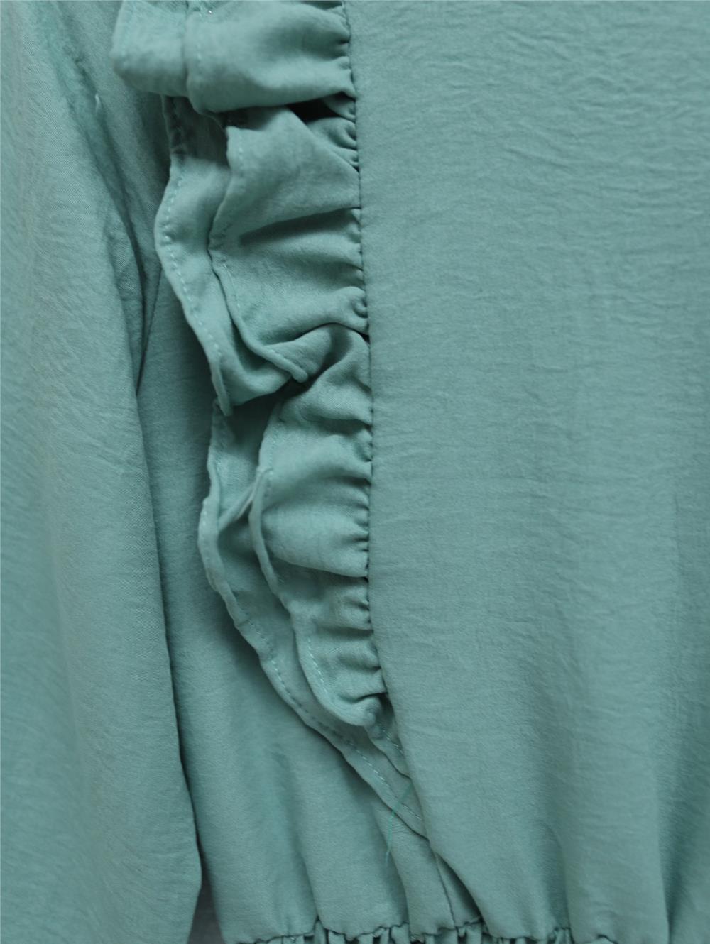 Ayrobin Blouse with Ruffles and Gathered Waist -Mint-349-2112-R24