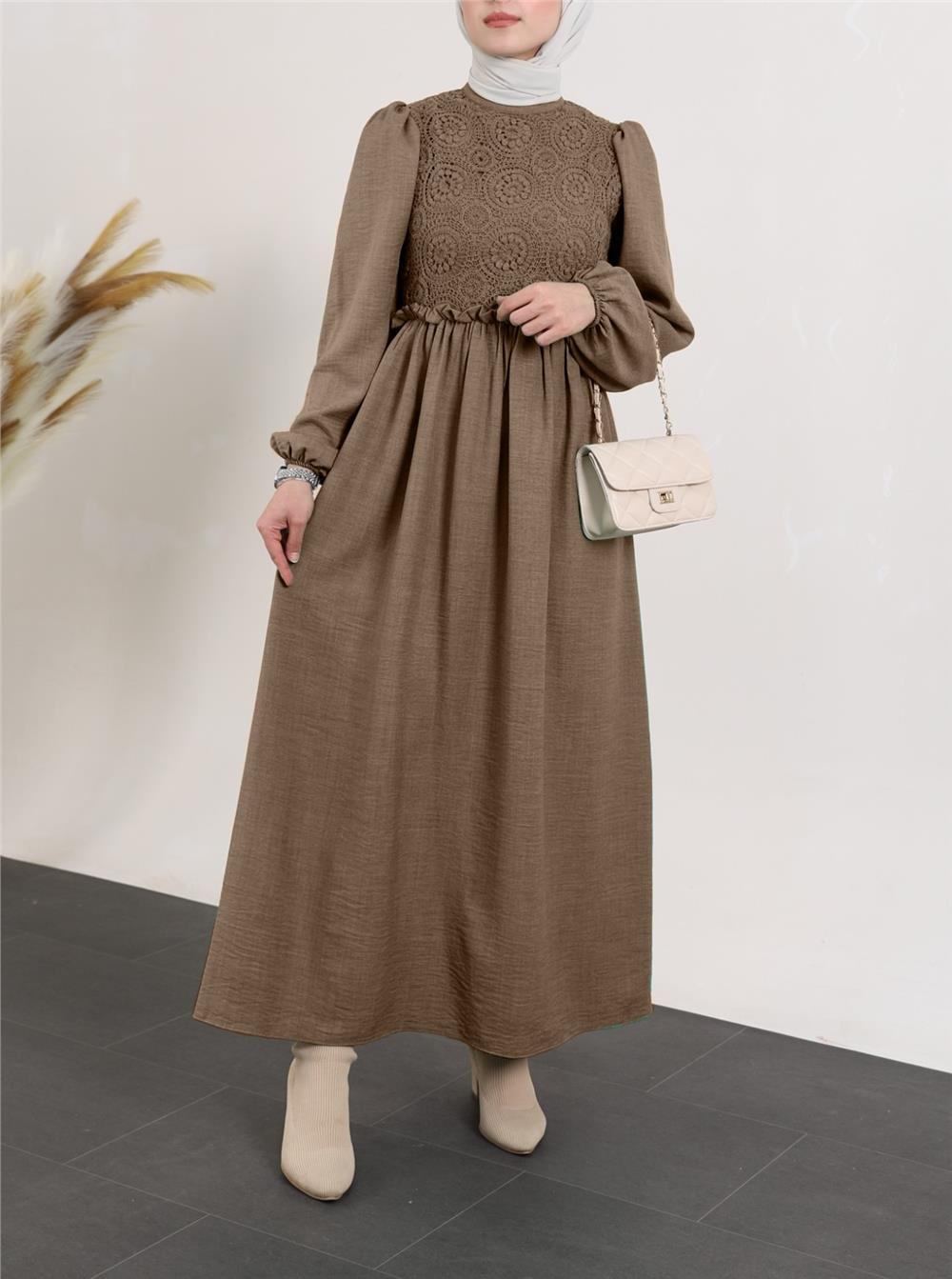 Lace Dress with Lace Lacing Robe -Earth-386-5986-R55