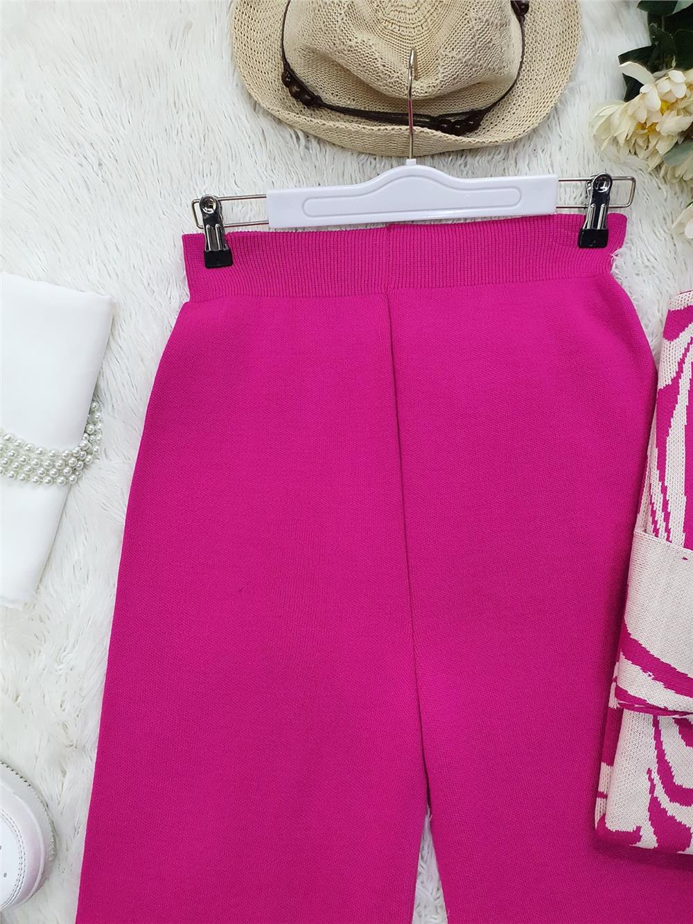 Loose Knitwear Trousers -Fuchsia-295-2126-R14