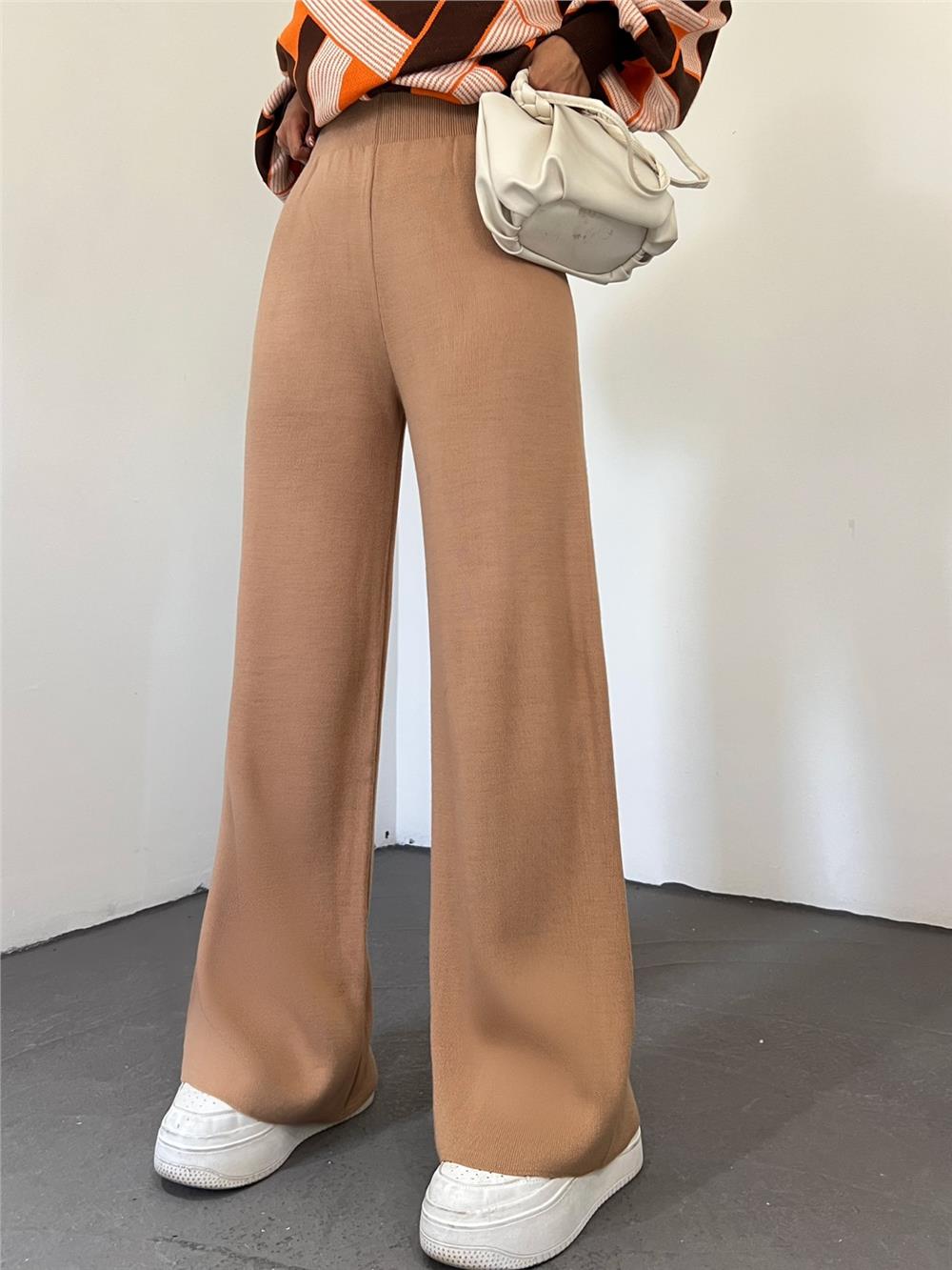 Loose Knitwear Trousers -Mink Color-295-2126-R23
