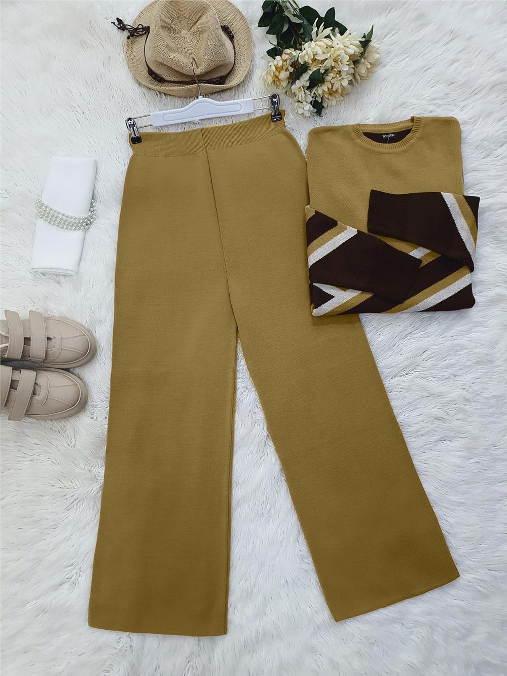 Casual Knitwear Trousers -Oil Green-295-2126-R72