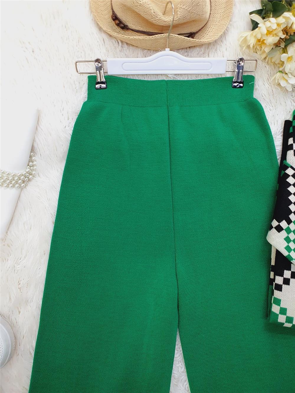 Loose Knitwear Trousers -Green-295-2126-R35