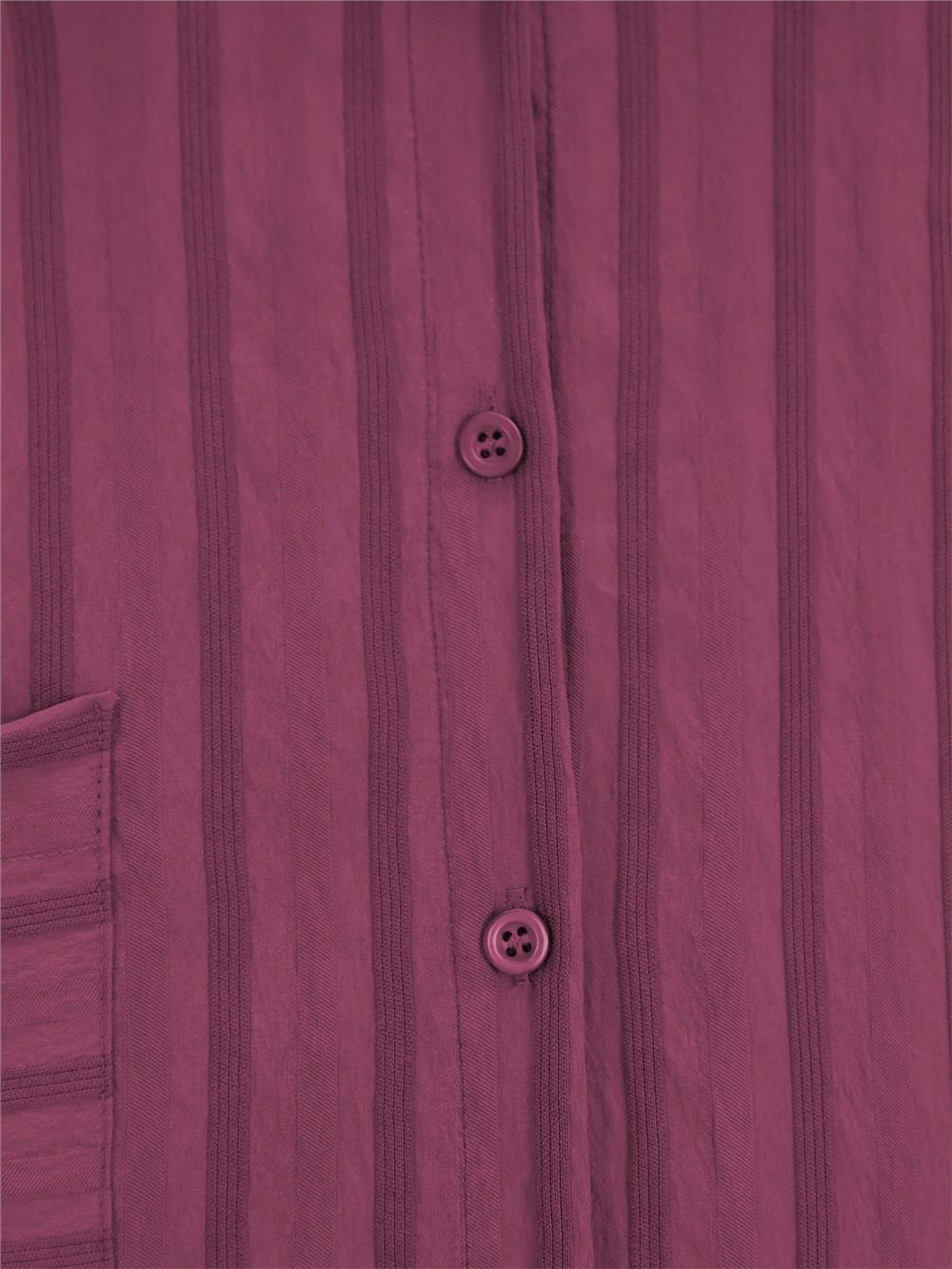 Tek Cepli Kolu Katlamalı Oval Kesim Gömlek -Bordo-317-2417-R04