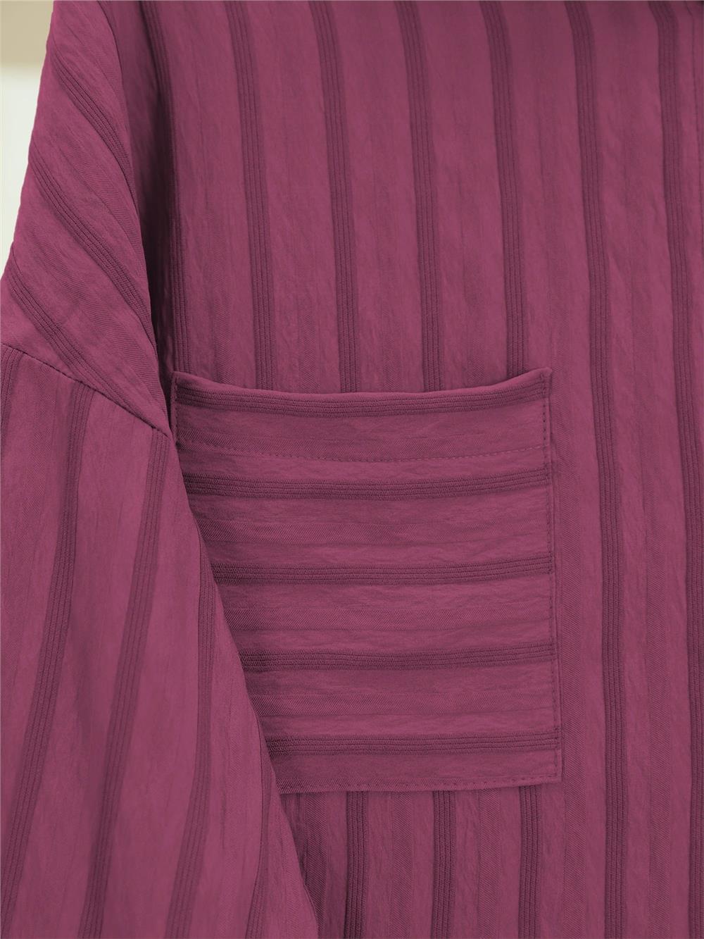 Tek Cepli Kolu Katlamalı Oval Kesim Gömlek -Bordo-317-2417-R04